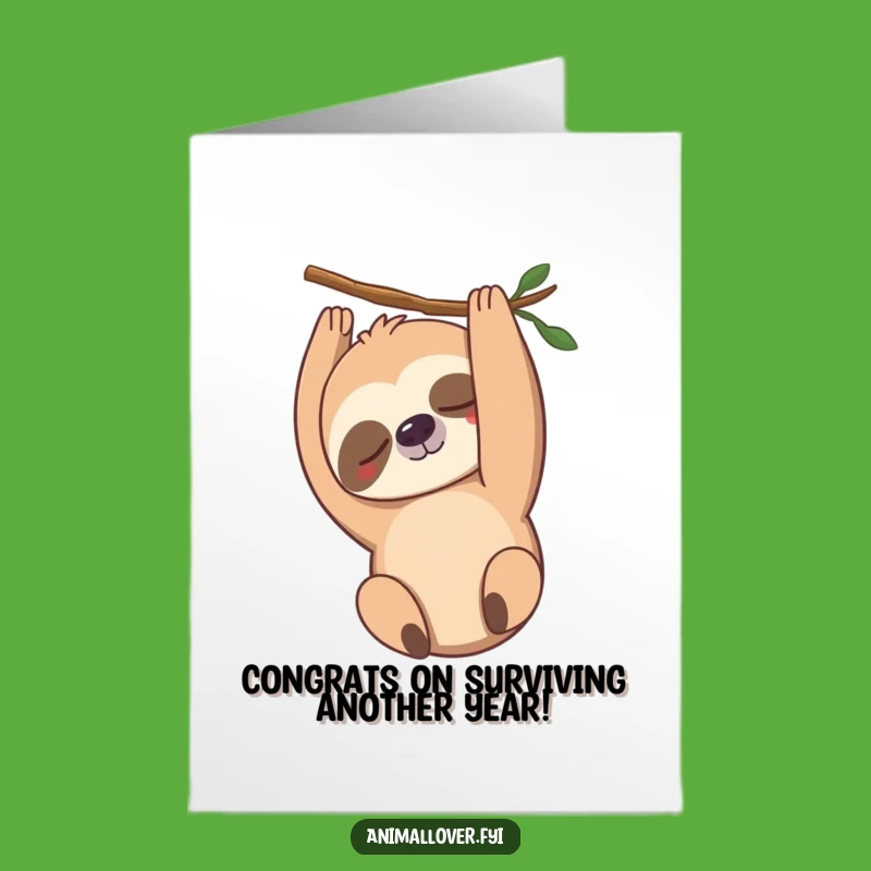 Free Printable Congrats Card: Sleepy Sloth celebrates your awesome achievement with a yawn!