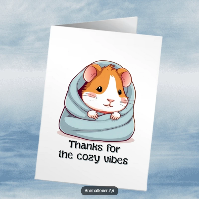 Funny Free Printable Thank You Card: A snug guinea pig in a blanket sends a warm, fuzzy thank you.