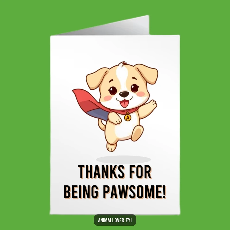 Free Printable Puppy Thank You Card: Hero Dog Jumping Thanks Downloadable