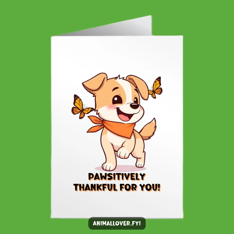 Free Printable Thank You Card: Dog's Butterfly Thanks, Downloadable Funny Gift