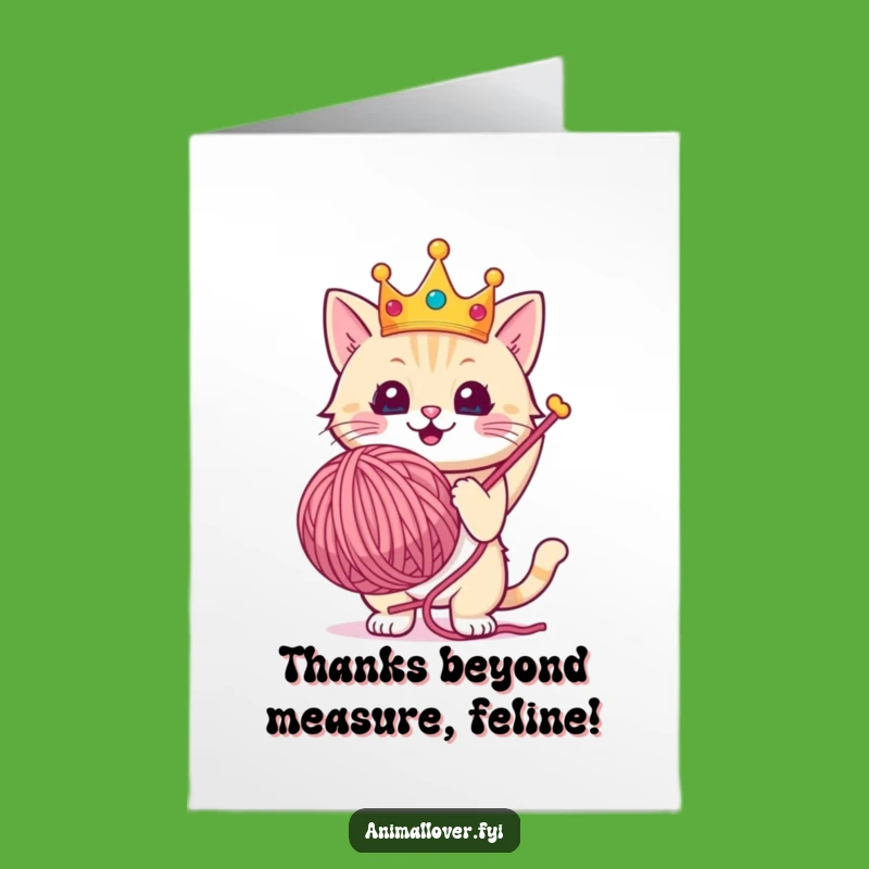 Free Printable Thank You Card: Cat's Royal Yarn Gratitude, Downloadable Funny Gift
