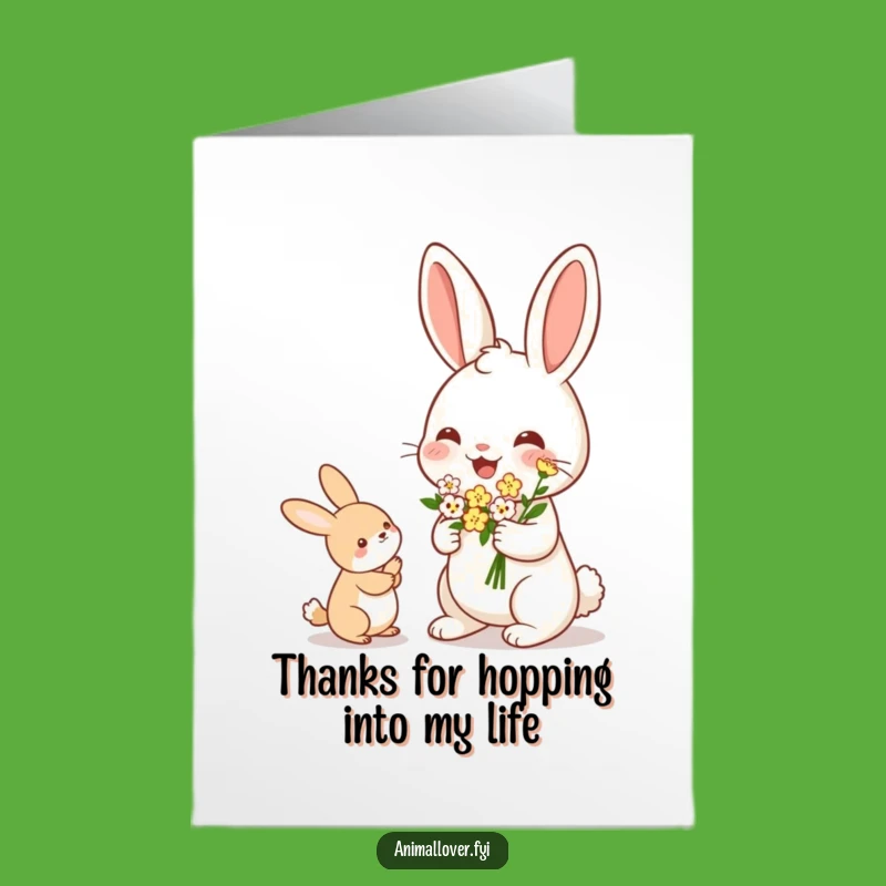 Free Printable Rabbit Thank You Card: Flower Offering Funny