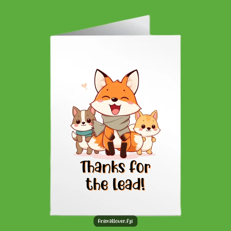 Free Printable Thank You Card: Funny Fox Parade, Unique Downloadable Gift of Gratitude