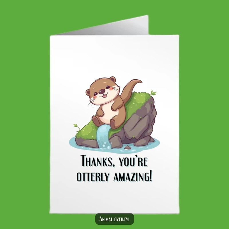 Free Printable Thank You Card: Otter's Fun Slide, Sweet Downloadable Gift
