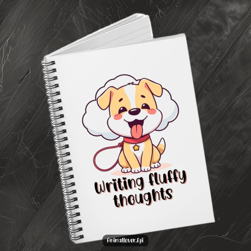 Funny Dog Notebook: Lined pages featuring a happy dog holding a leash attached to a sentient cloud.