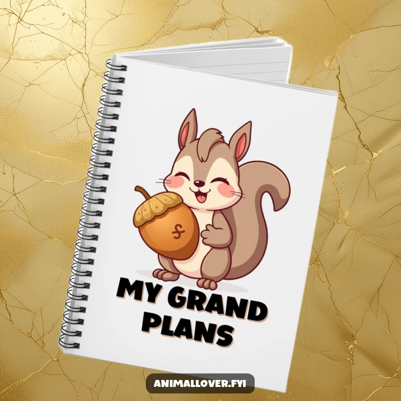 Funny Squirrel Winking Notebook, ideal for notes with a happy squirrel holding an acorn and giving a charming wink.
