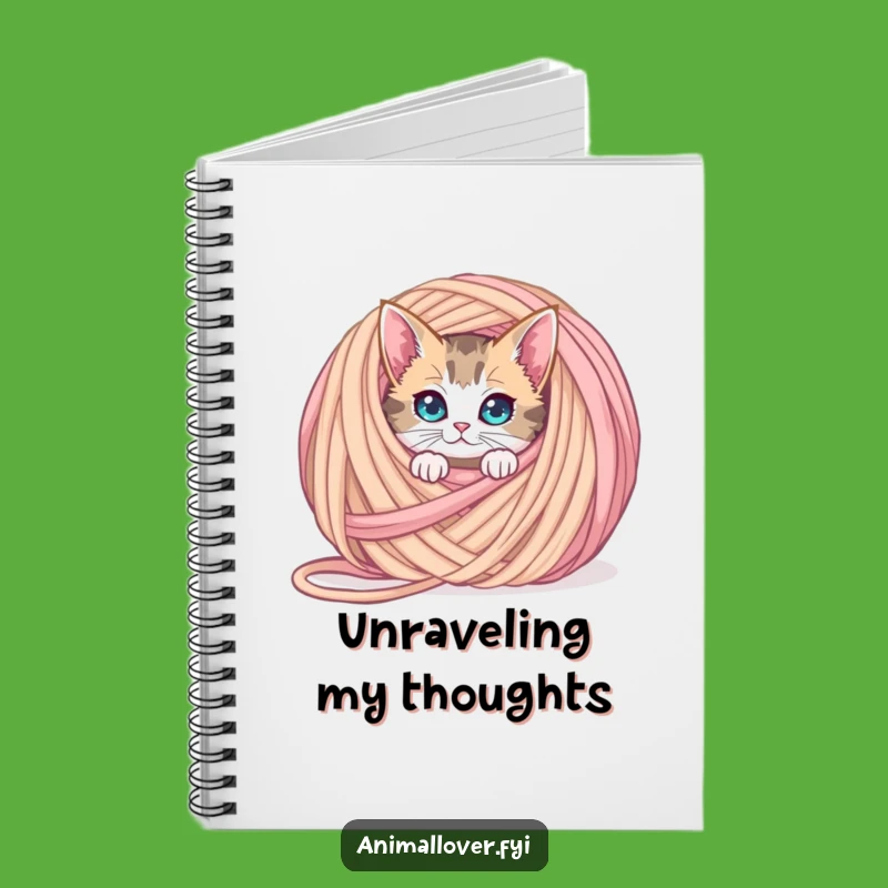 Funny Curious Cat Yarn Notebook, Jot Down Ideas with Feline Intrigue