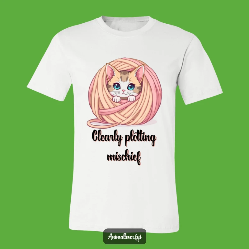 Funny Curious Cat Yarn T-Shirt, Wear Your Playful Feline Side