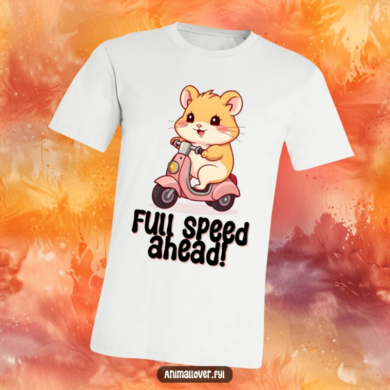 Funny hamster character speeding on a tiny scooter, exuding pure joy and a touch of mischief, ideal for a funny present.
