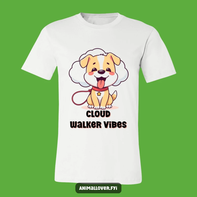 Funny Dog Cloud Leash T-Shirt: Happy Pup's Dream Walk - Comical Pet Gift
