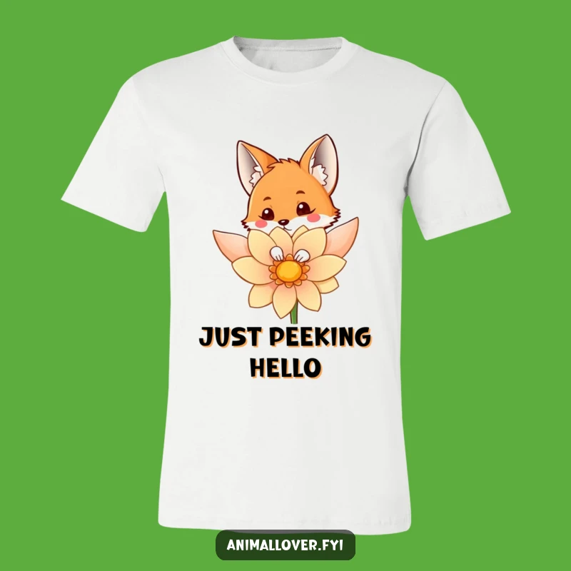 Funny Fox Flower Shirt: Curious Peek-a-Boo Style, a Playful Tee