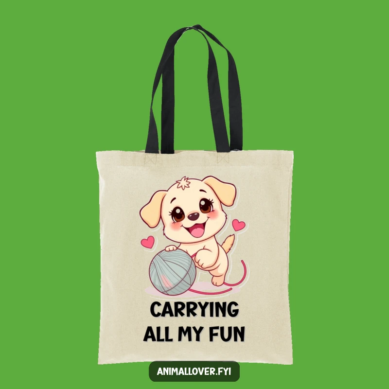 Funny Puppy Yarn Ball Tote Bag: Stylish & Comical Pup Accessory - Eco-Friendly Gift