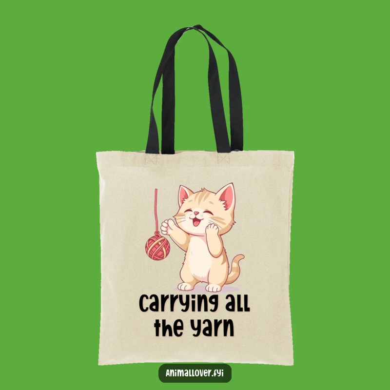 Funny Kitten Yarn Batting Tote Bag: Carry Your Essentials with Purrfect Style