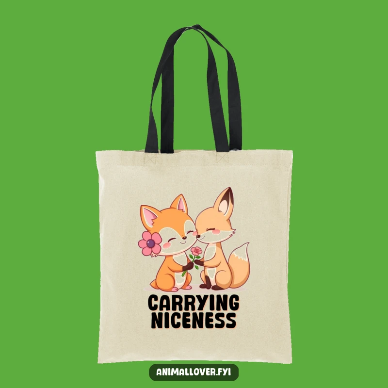 Funny Kind Fox Flower Tote Bag: Carry Your Essentials with This Adorable Animal Accessory!
