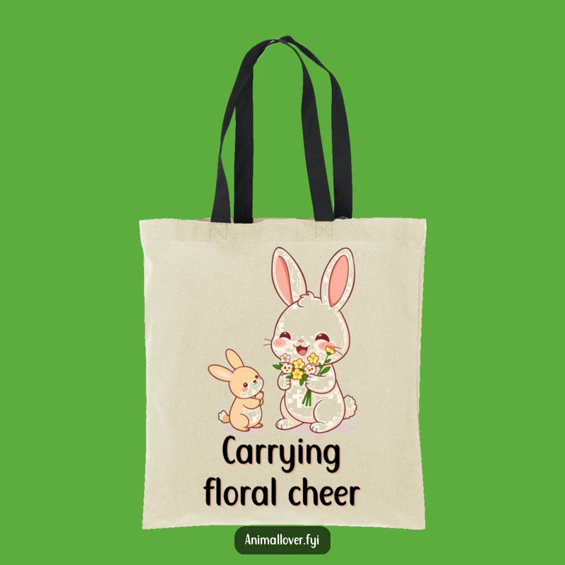 Funny Rabbit Flower Bouquet Tote Bag: Stylish & Kind Accessory - Eco-Friendly Gift
